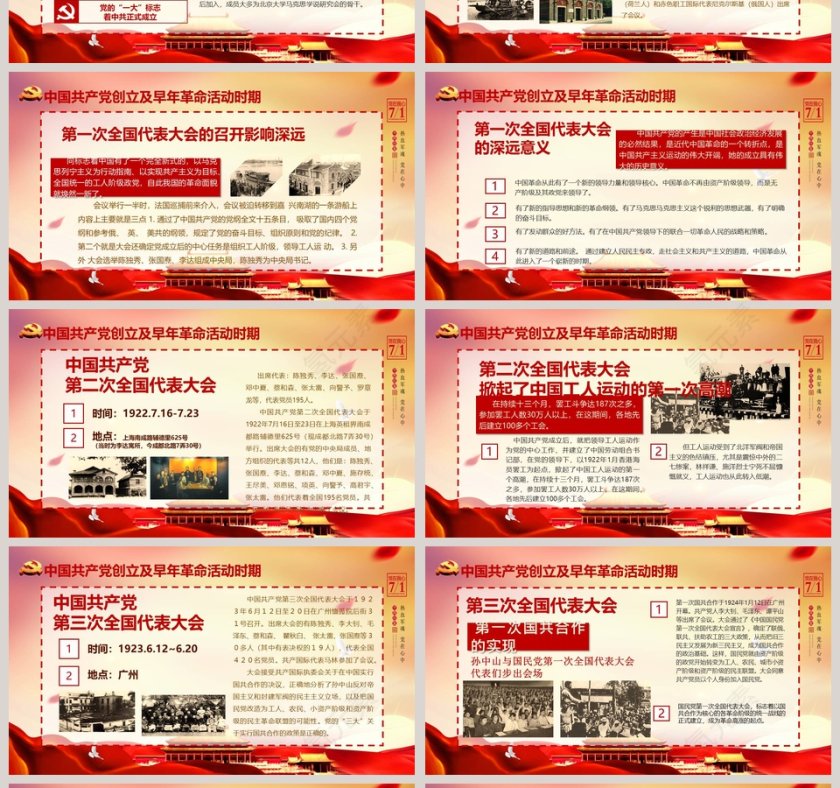 红色大气中国共产党党史ppt模板第4张