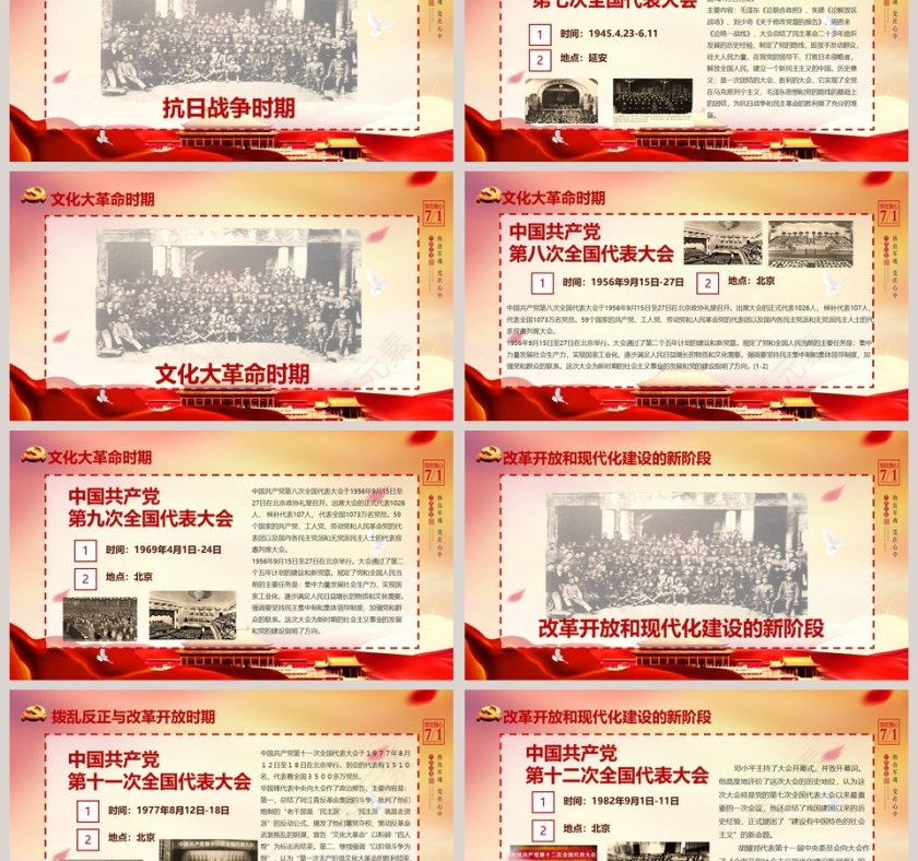 红色大气中国共产党党史ppt模板第6张