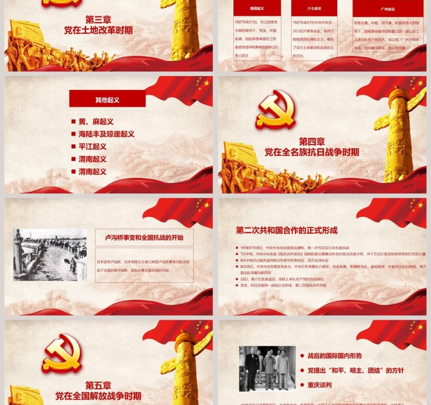 缅怀先烈珍爱和平开创未来热烈祝贺中国共产党建党97周年党史党建课件PPT模板第3张