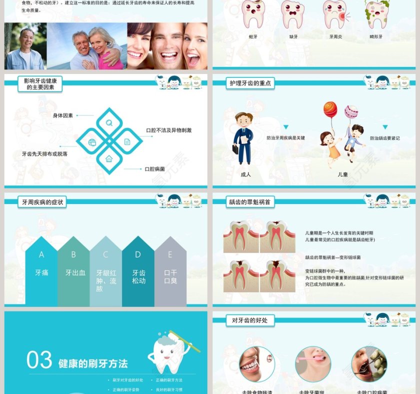 蓝色简约大气清新全国护牙日主题班会PPT第3张