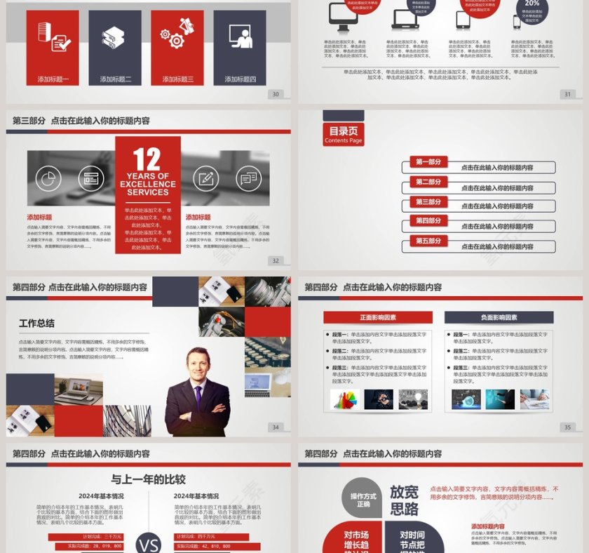 红色大气欧美风企业简介商务通用PPT模板第6张