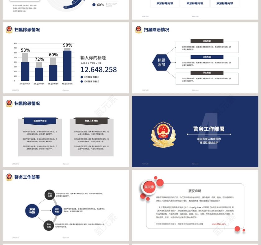 公安警察工作汇报PPT模板第4张