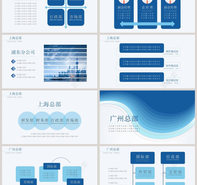 蓝色简约公司组织架构ppt第3张