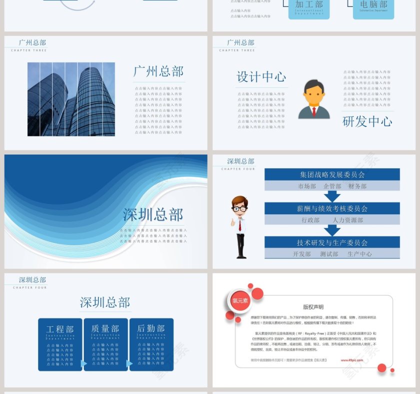 蓝色简约公司组织架构ppt第4张