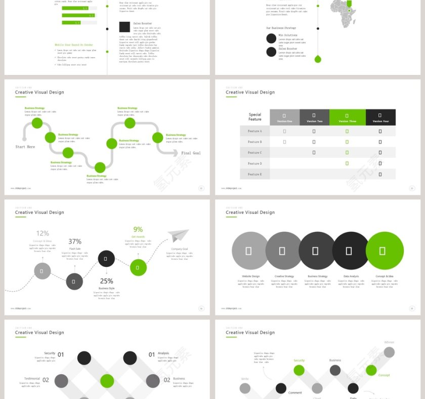 欧美经典商务时尚工作总结PPT模板第6张
