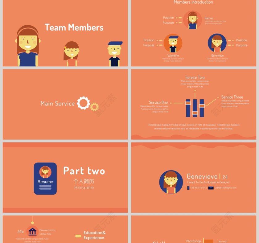 暖色系可爱MBE风格PPT模板第2张