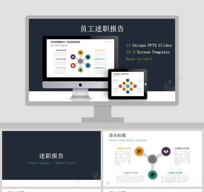 欧美风极简员工述职报告PPT模板第1张