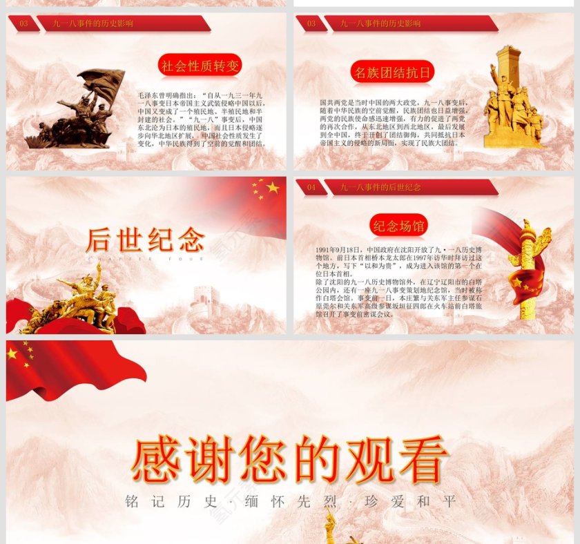 九一八勿忘国耻党课PPT模板第5张