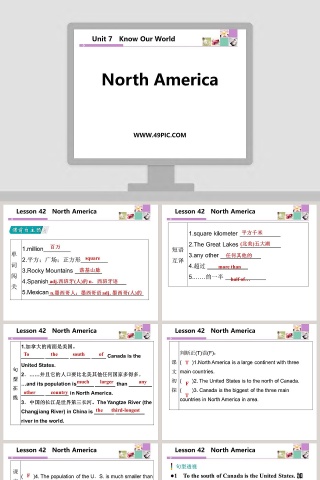 North AmericaUnit 7Know Our World教学ppt课件