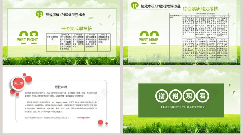 绿色清新绩效考核制度ppt模板第5张