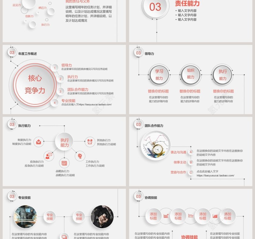 红色大气年终总结PPT模板第3张
