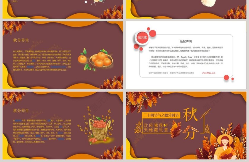 简约大气二十四节气之秋分时节节气介绍PPT模板 第4张