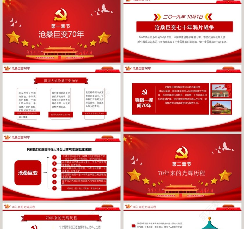 建国70周年70华诞国庆节ppt第2张