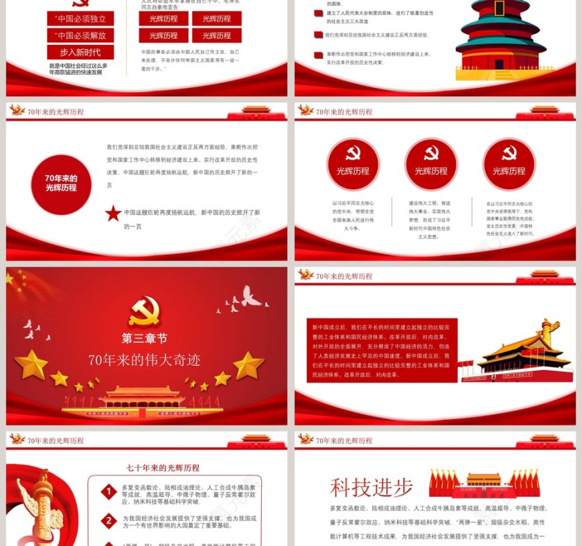 建国70周年70华诞国庆节ppt第3张
