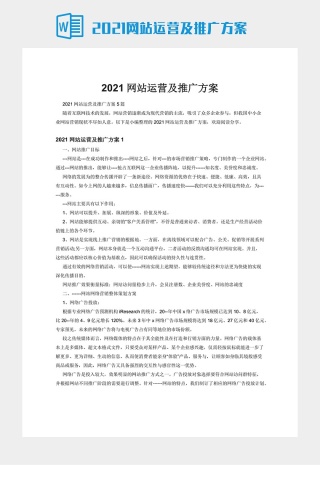 2021网站运营及推广方案