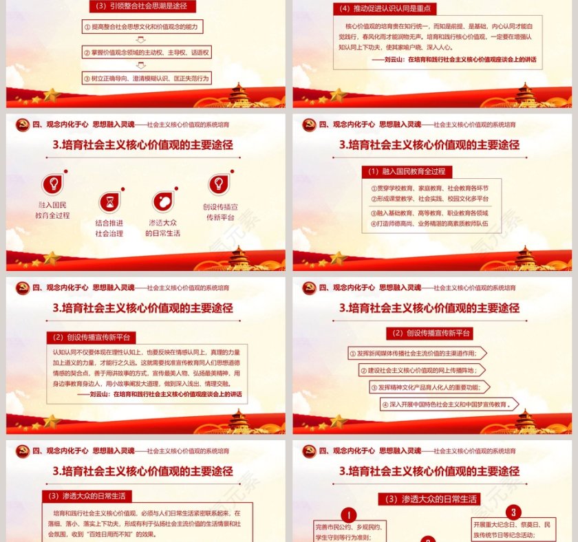 红色培育和践行社会主义核心价值观PPT模板第9张