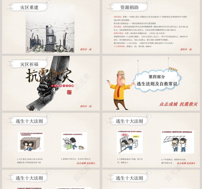 卡通防震减灾主题班会PPT模板第5张