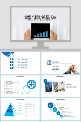 蓝色简约金融财务总结报告ppt