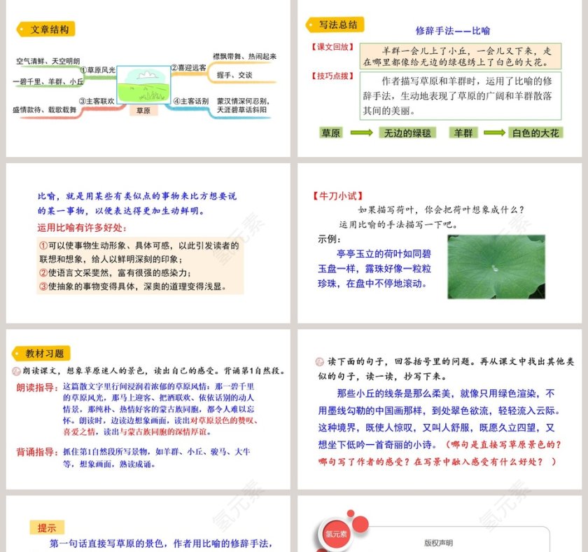 课文解析六年级语文上册草原语文课件PPT第5张