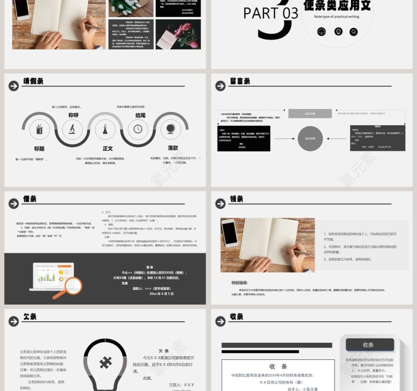 简约风应用文写作PPT第3张