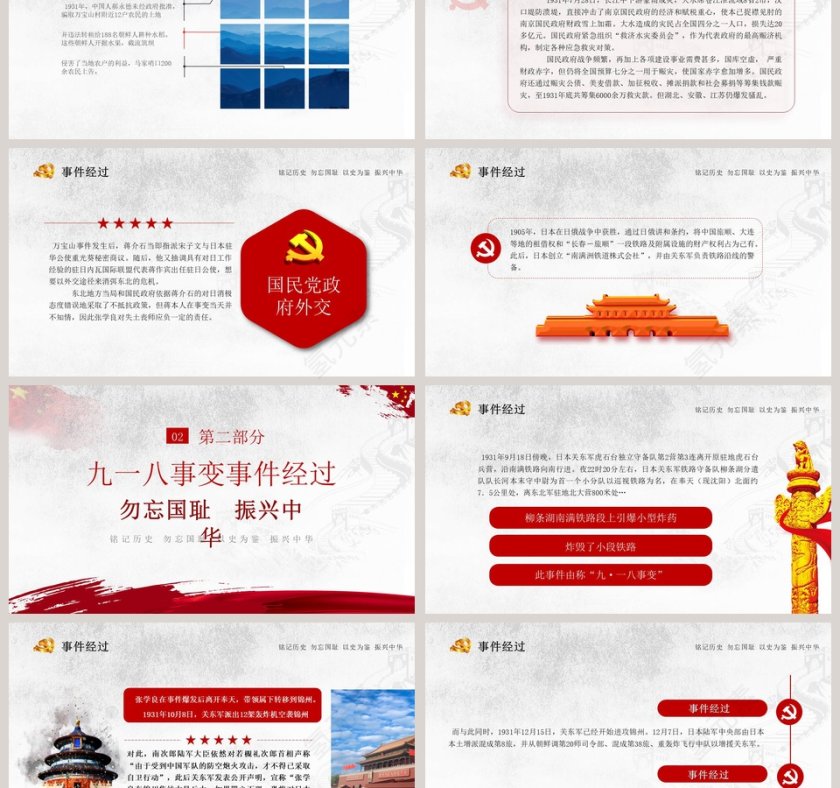 勿忘国耻振兴中华国耻纪念日PPT模板第3张