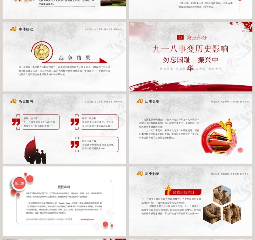 勿忘国耻振兴中华国耻纪念日PPT模板第4张