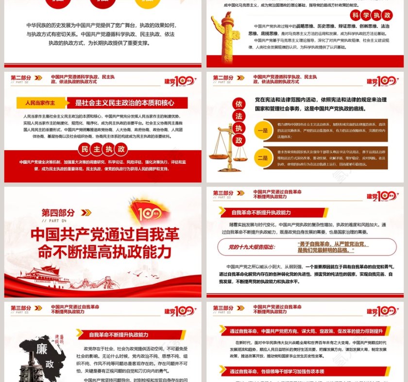庆祝中国共产党建党100周年专题党课PPT模板第3张