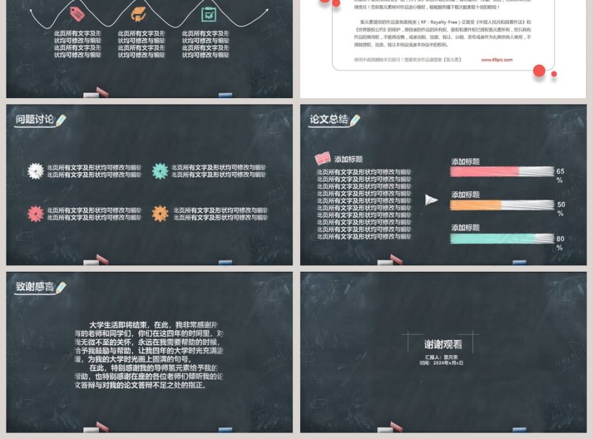 黑板风毕业论文答辩PPT模板第3张