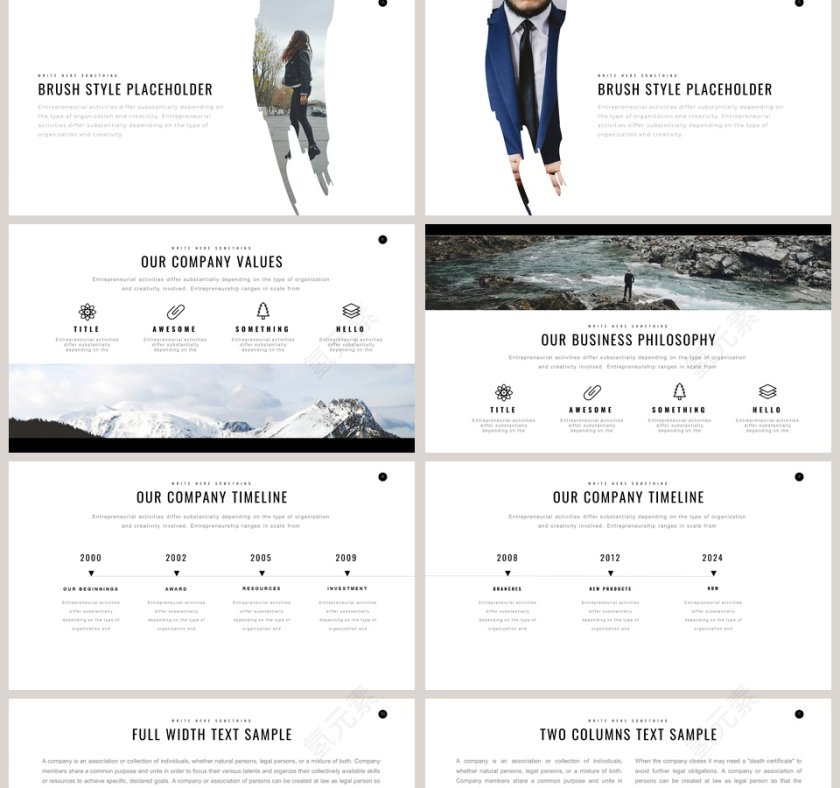 欧美极简PPT创意欧美杂志风创业书PPT模板 第2张