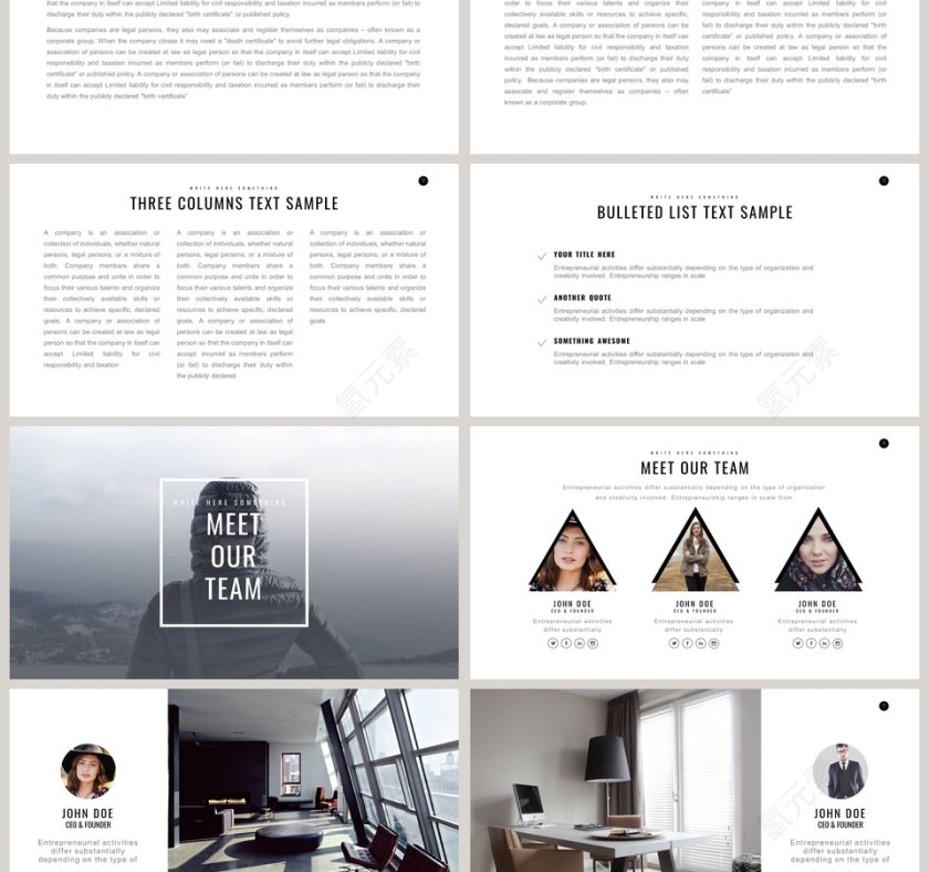 欧美极简PPT创意欧美杂志风创业书PPT模板 第3张