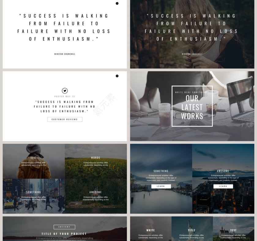 欧美极简PPT创意欧美杂志风创业书PPT模板 第5张