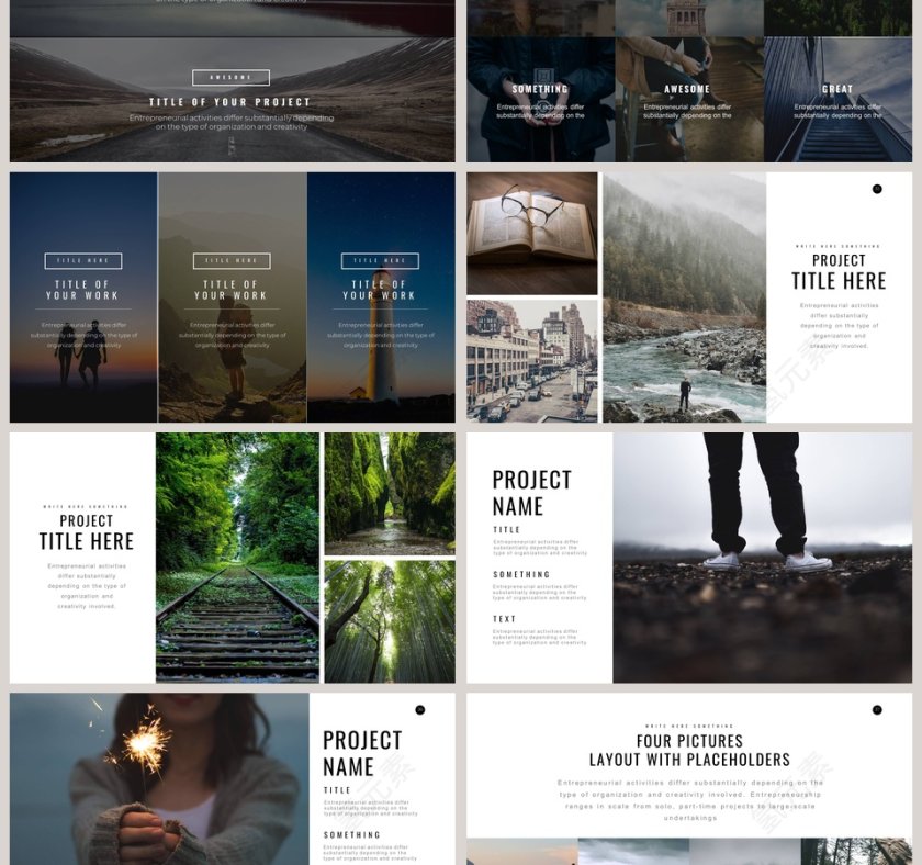 欧美极简PPT创意欧美杂志风创业书PPT模板 第6张