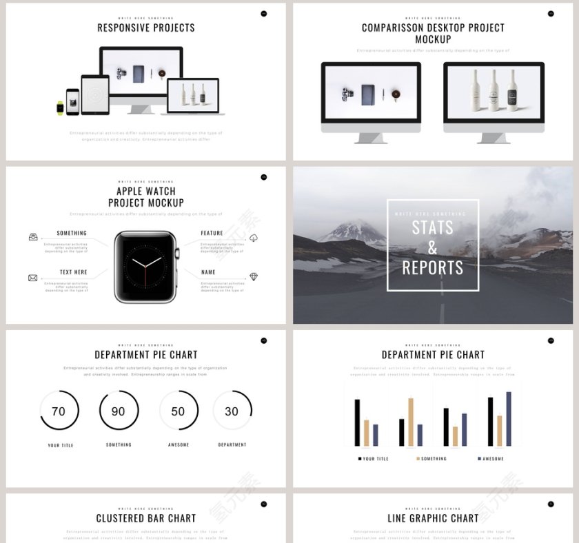 欧美极简PPT创意欧美杂志风创业书PPT模板 第8张