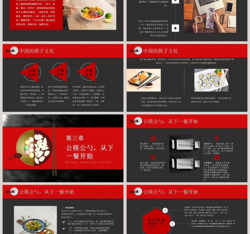聚餐就餐公筷公勺公筷革命宣传PPT模板第3张