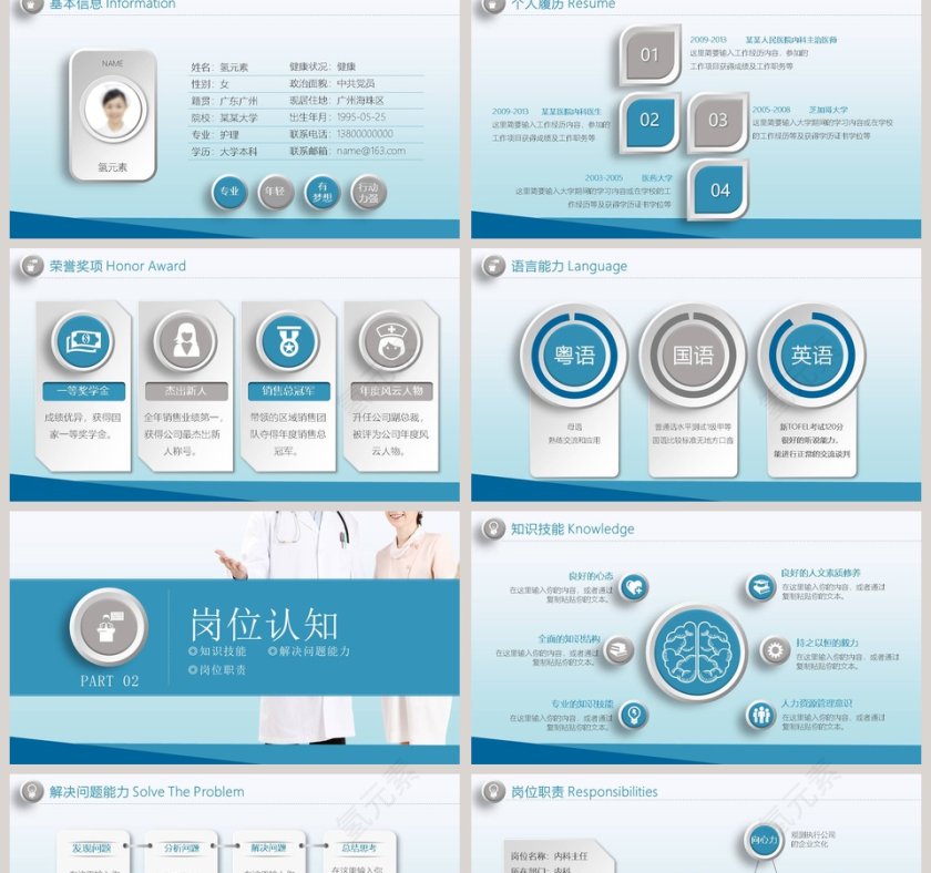 医护人员医院工作人员简历述职竞聘报告工作总结PPT模板第2张