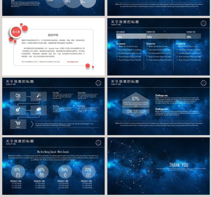 蓝色唯美星空风格工作总结ppt第4张