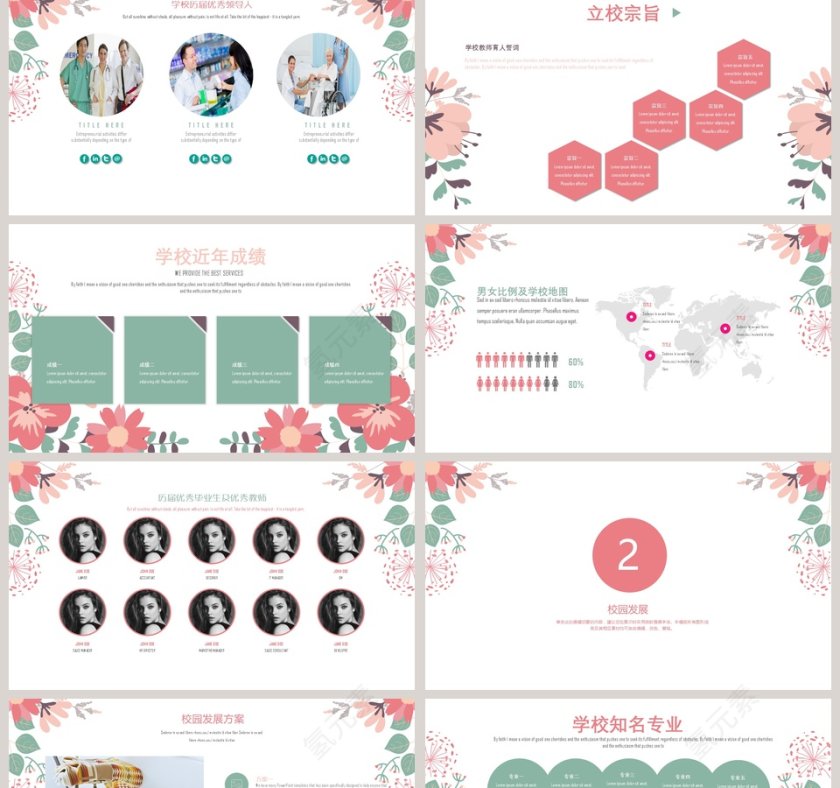 小清新校园文化ppt第2张