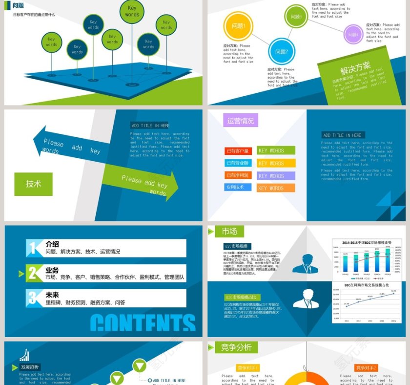 蓝绿电商行业路演报告PPT模板第2张