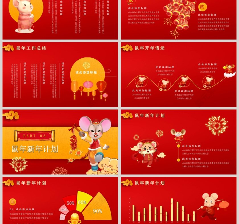 鼠年年终总结2020年总结汇报PPT鼠年春节PPT模板第3张