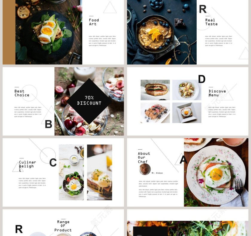 精品韩国美食食物比萨西高档餐饮餐厅介绍动态创意清新PPT模板第2张