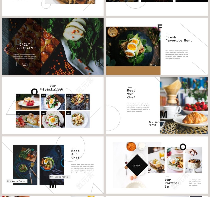 精品韩国美食食物比萨西高档餐饮餐厅介绍动态创意清新PPT模板第4张