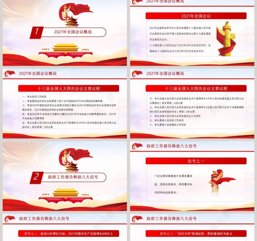 聚焦两会精神解读专题党课PPT模板第2张