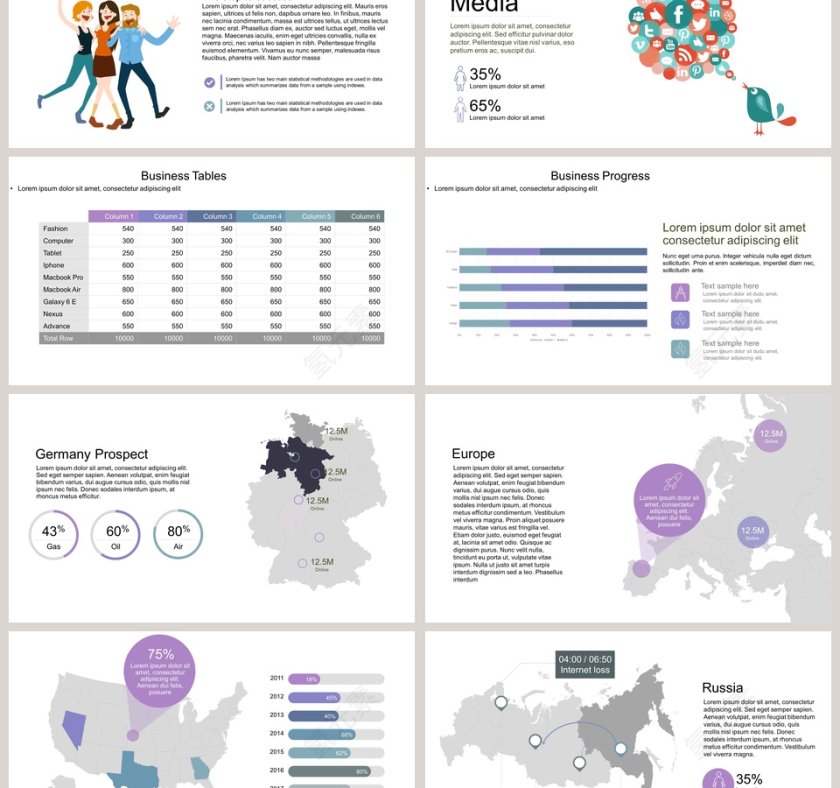 占比逻辑关系可视化图表集PPT模板第6张