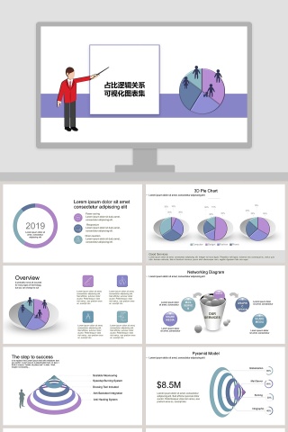 占比逻辑关系可视化图表集PPT模板