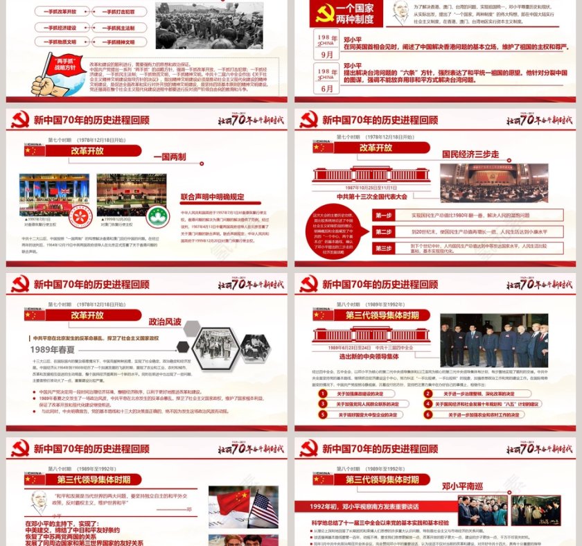 建国70周年壮丽70年奋斗新时代党课ppt模板第6张