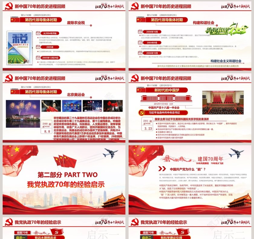 建国70周年壮丽70年奋斗新时代党课ppt模板第8张