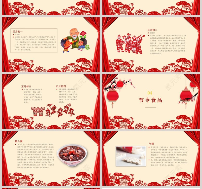 红色简约大气春节快乐新春ppt第4张