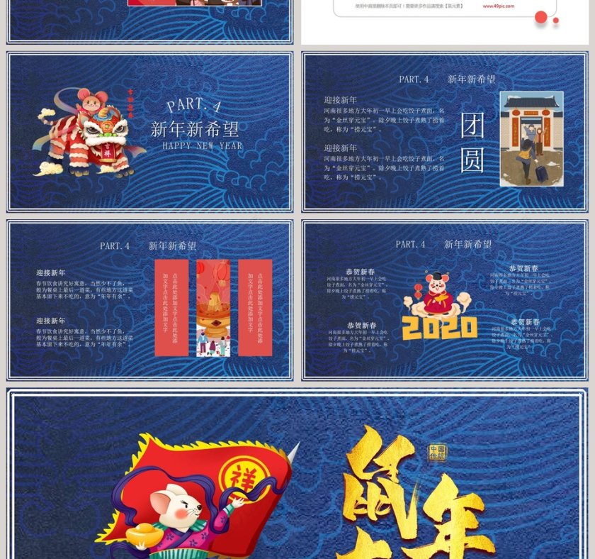 新年快乐鼠年大吉主题PPT模板 第4张