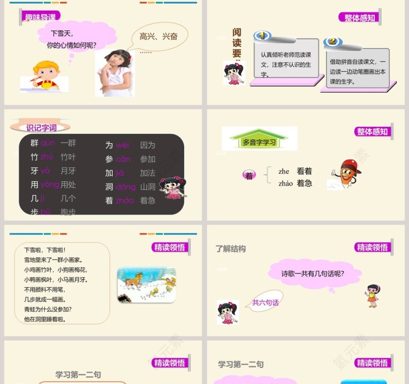 人教部编版一年级语文上册雪地里的小画家语文课件PPT第2张