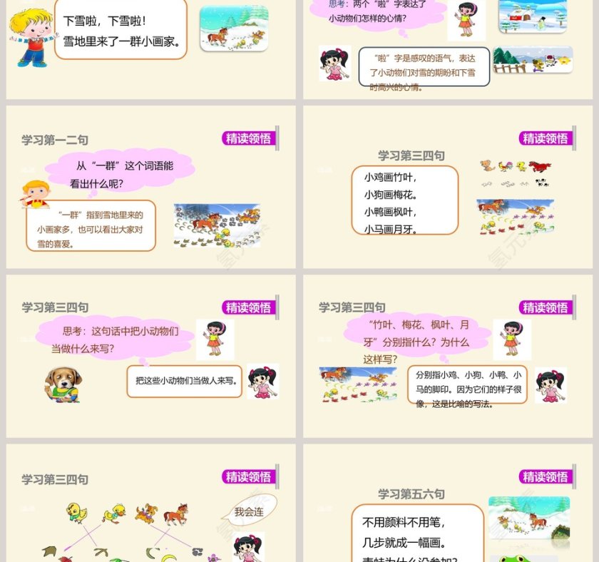 人教部编版一年级语文上册雪地里的小画家语文课件PPT第3张